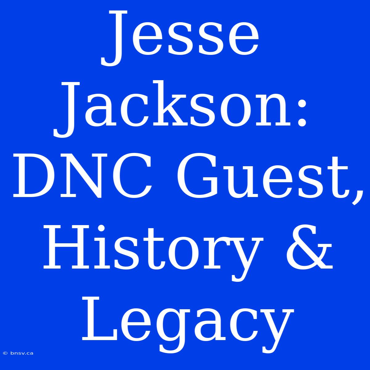 Jesse Jackson: DNC Guest, History & Legacy