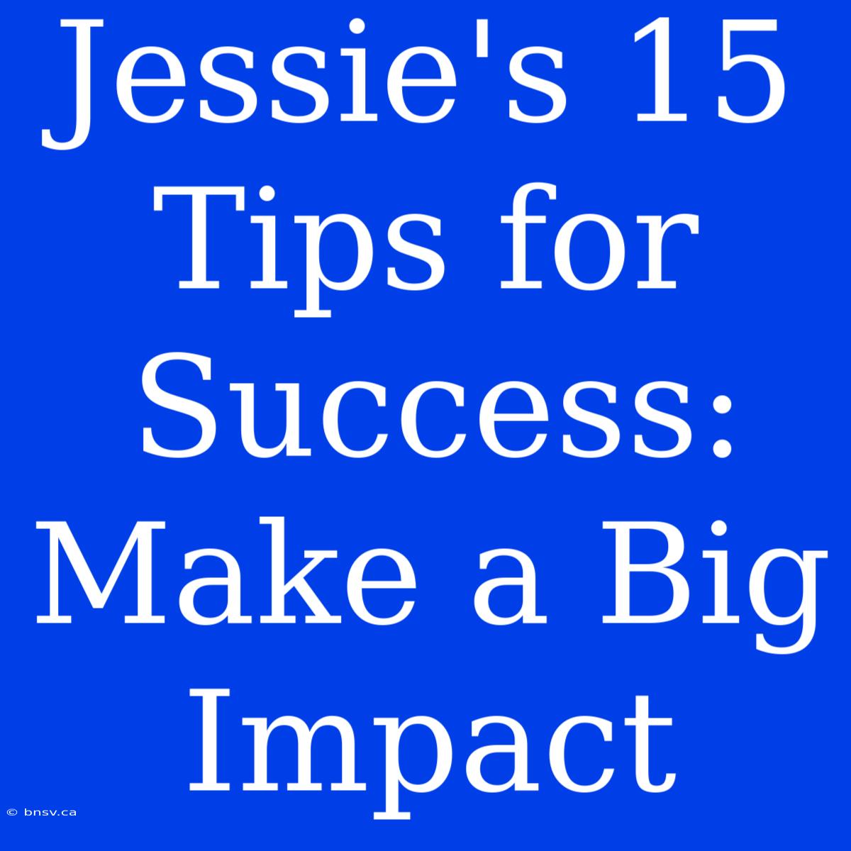 Jessie's 15 Tips For Success: Make A Big Impact