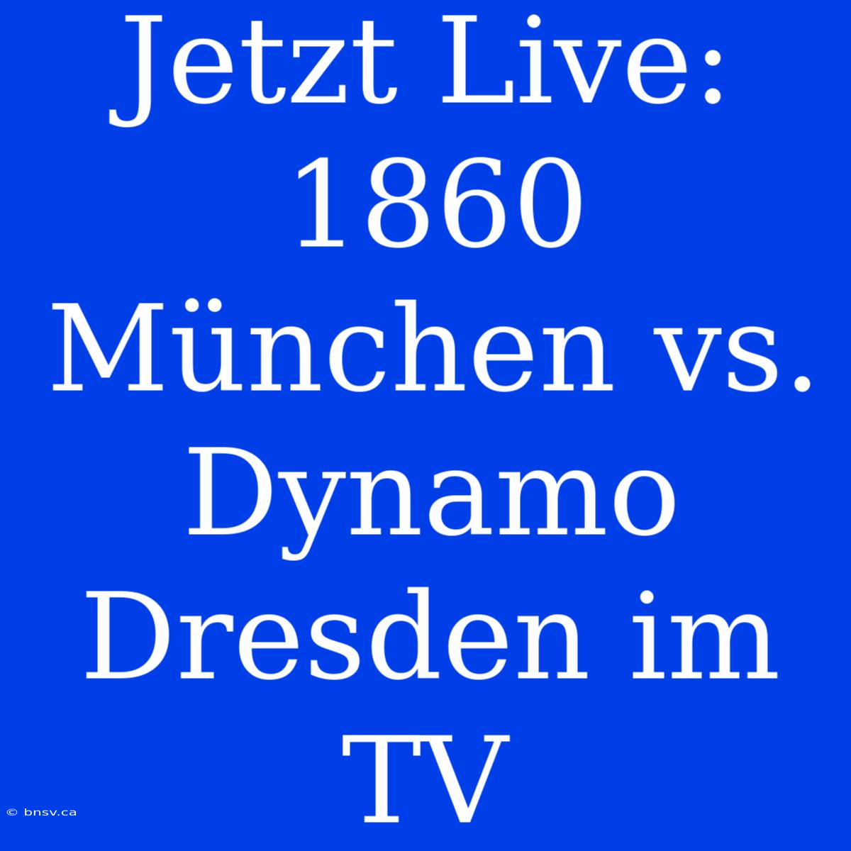 Jetzt Live: 1860 München Vs. Dynamo Dresden Im TV