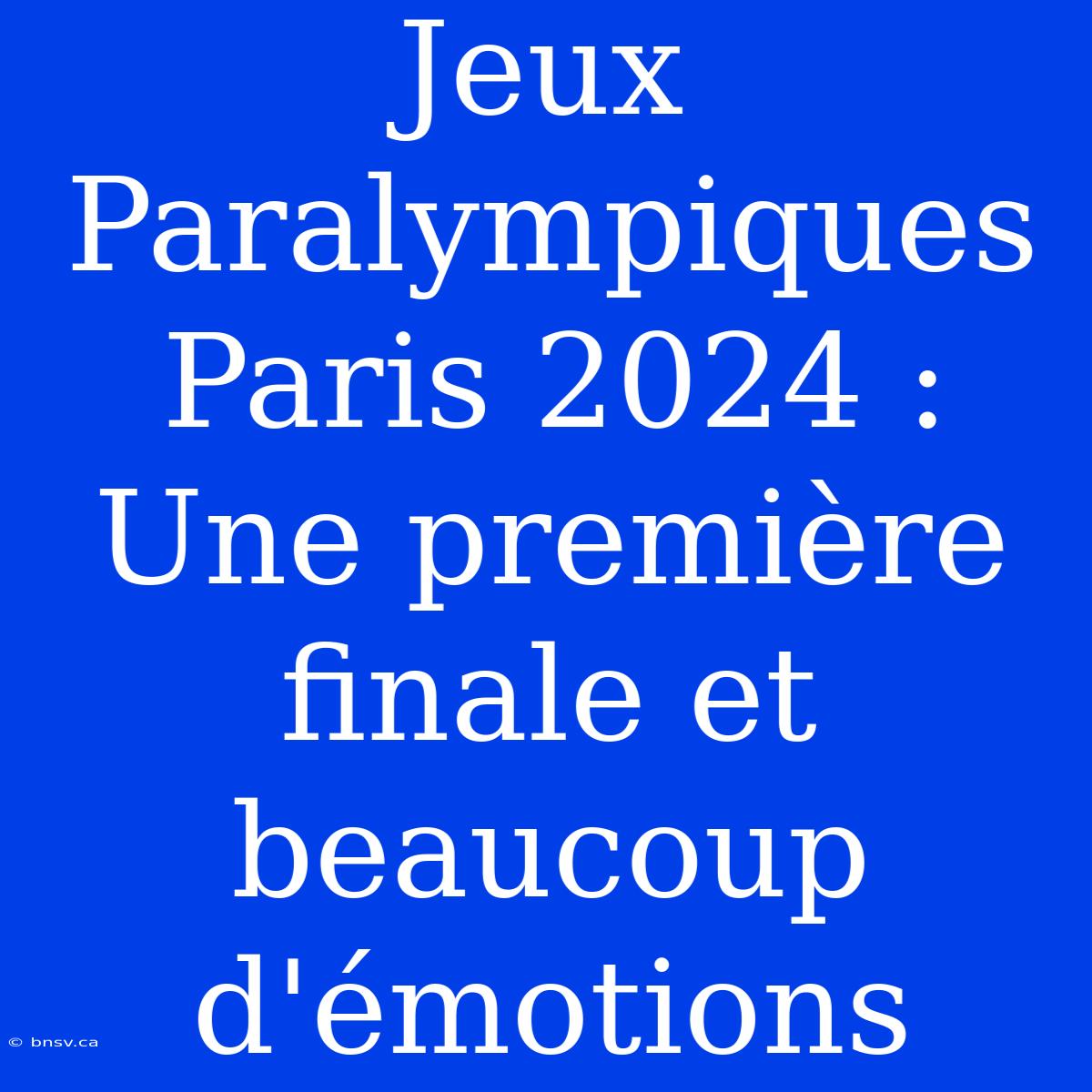 Jeux Paralympiques Paris 2024 : Une Première Finale Et Beaucoup D'émotions