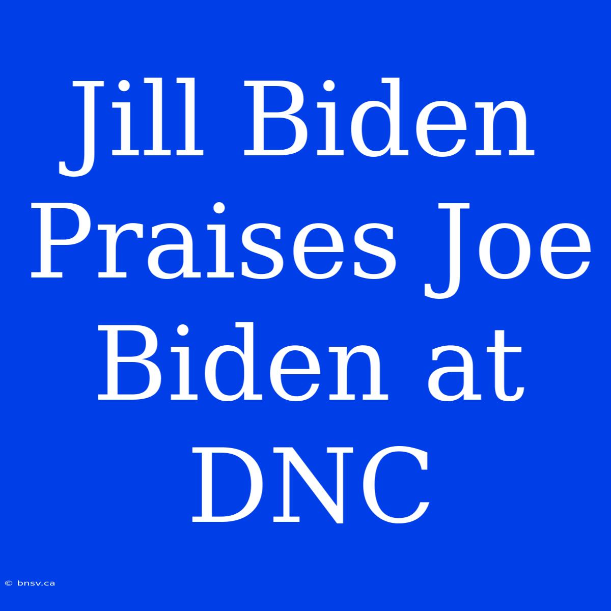 Jill Biden Praises Joe Biden At DNC