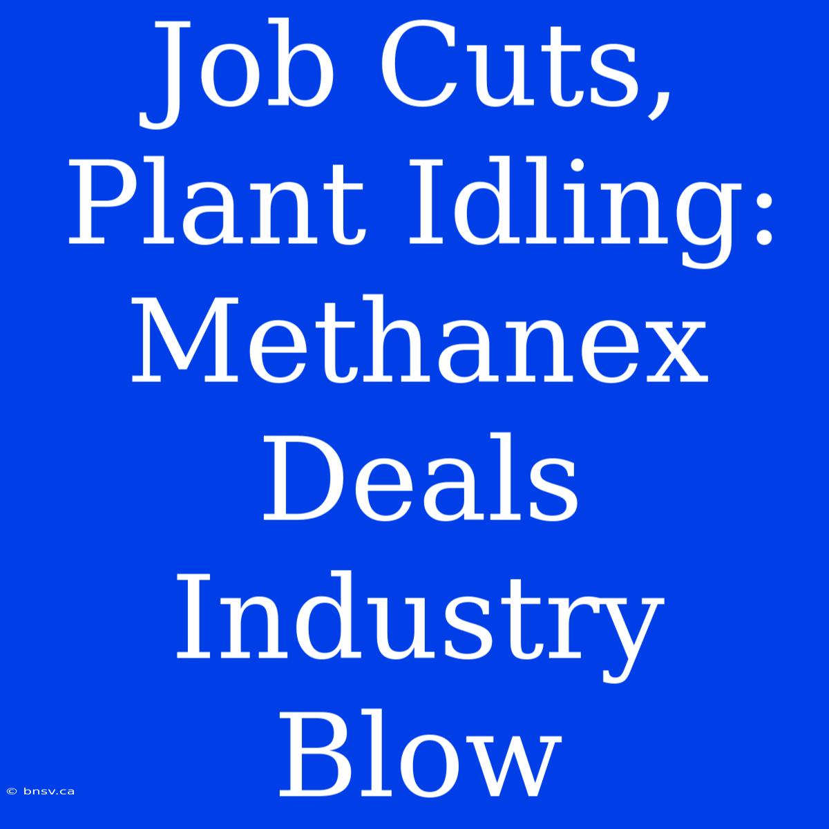 Job Cuts, Plant Idling: Methanex Deals Industry Blow