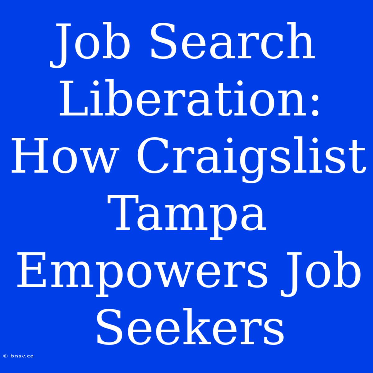 Job Search Liberation: How Craigslist Tampa Empowers Job Seekers