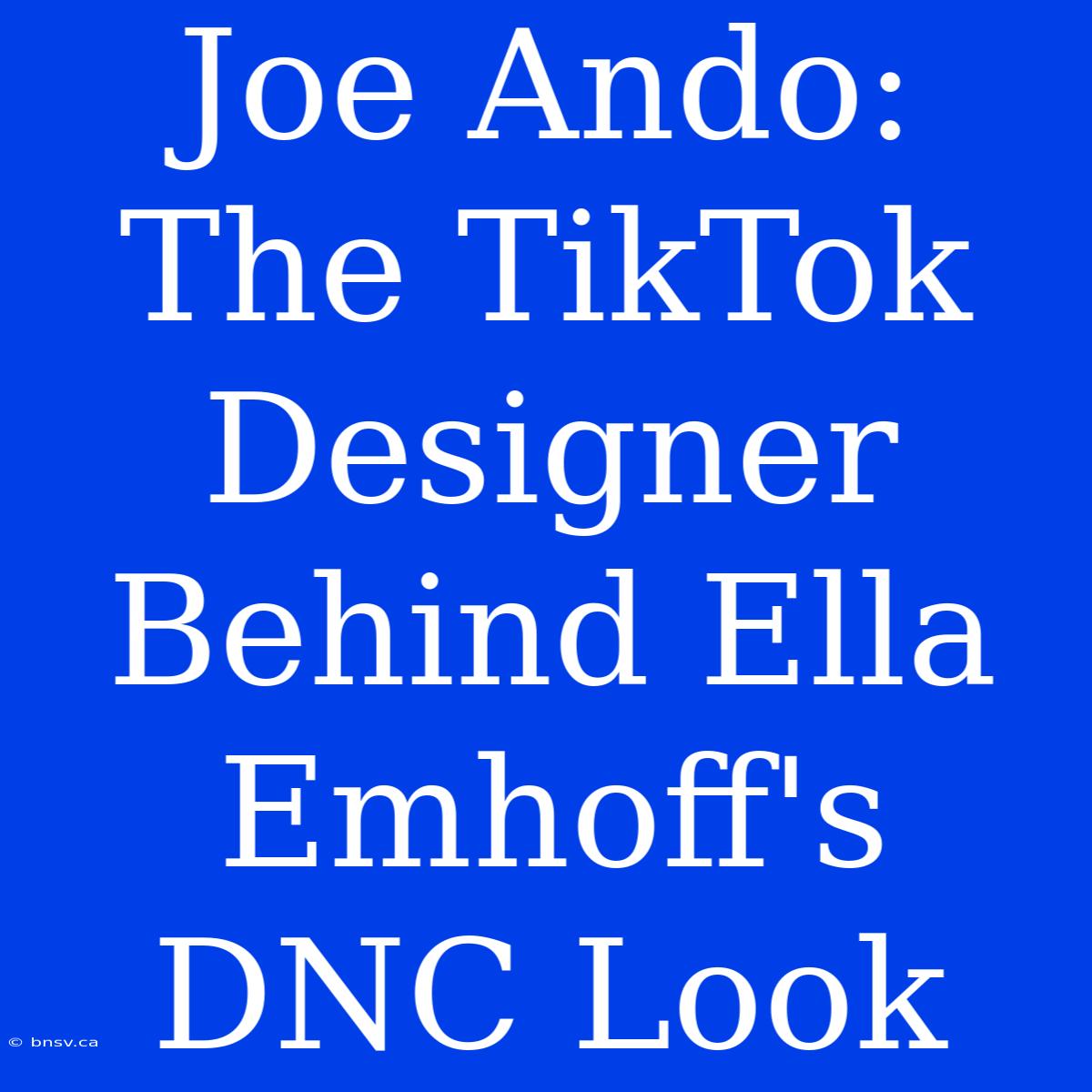 Joe Ando: The TikTok Designer Behind Ella Emhoff's DNC Look