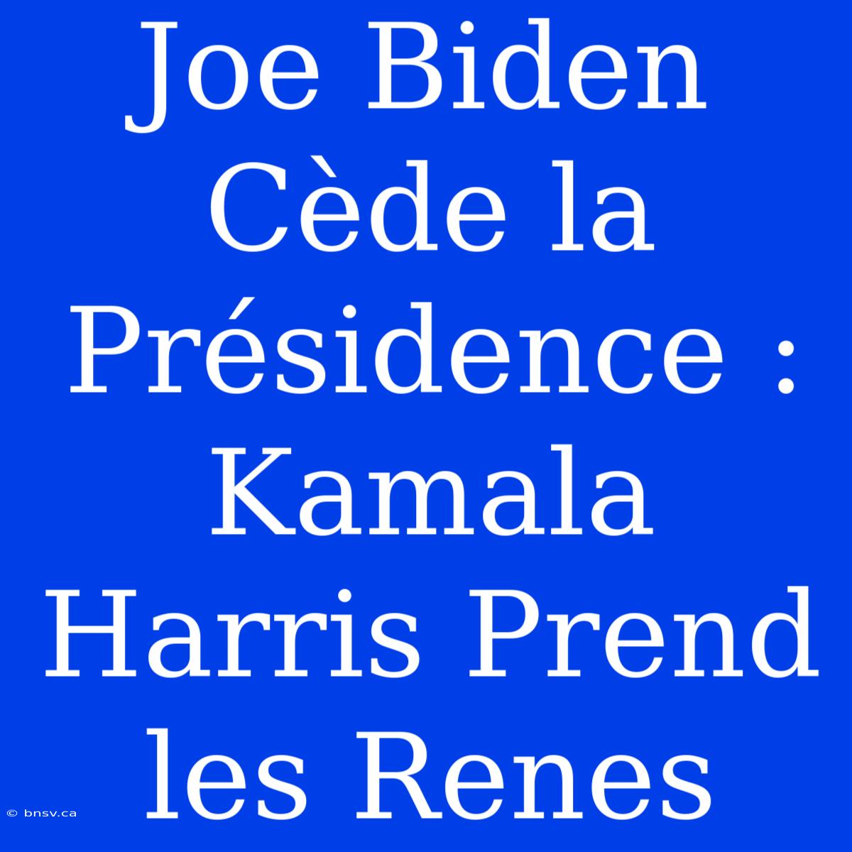 Joe Biden Cède La Présidence : Kamala Harris Prend Les Renes