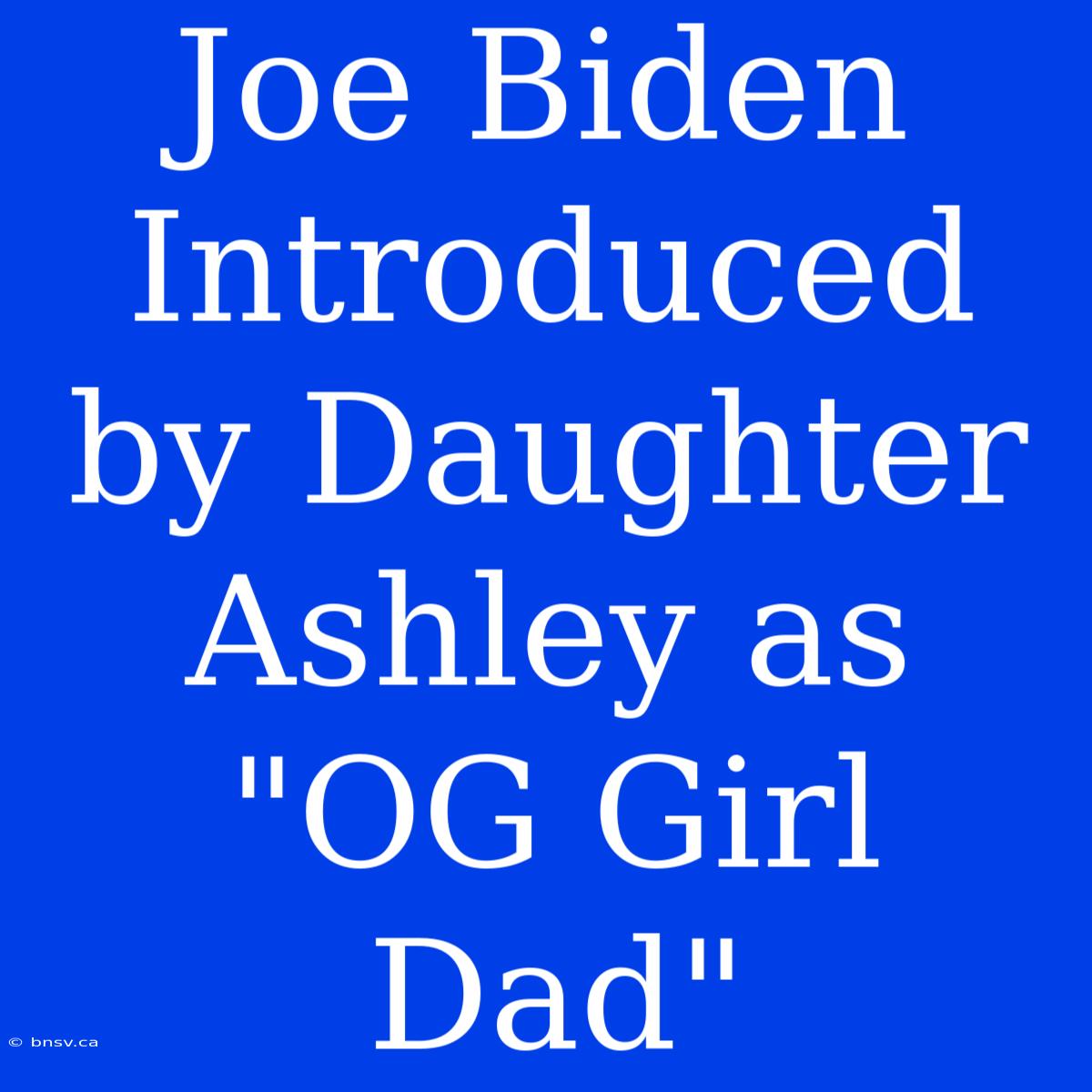 Joe Biden Introduced By Daughter Ashley As 