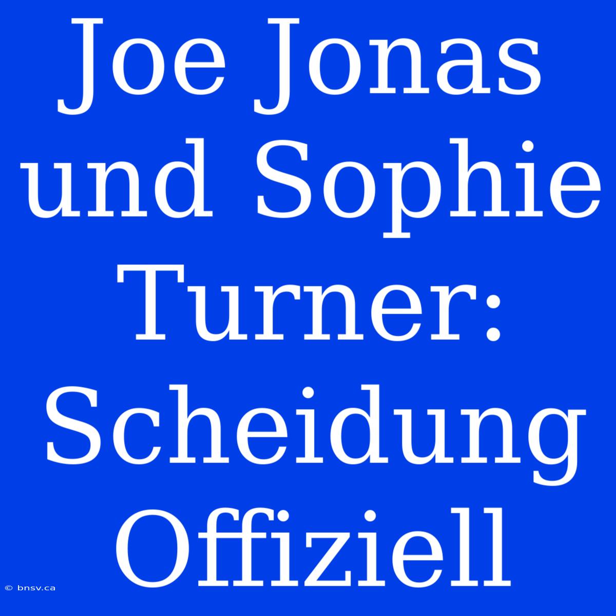 Joe Jonas Und Sophie Turner: Scheidung Offiziell