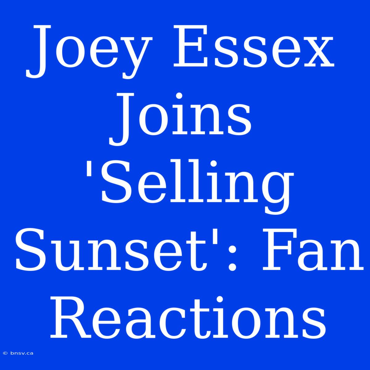 Joey Essex Joins 'Selling Sunset': Fan Reactions