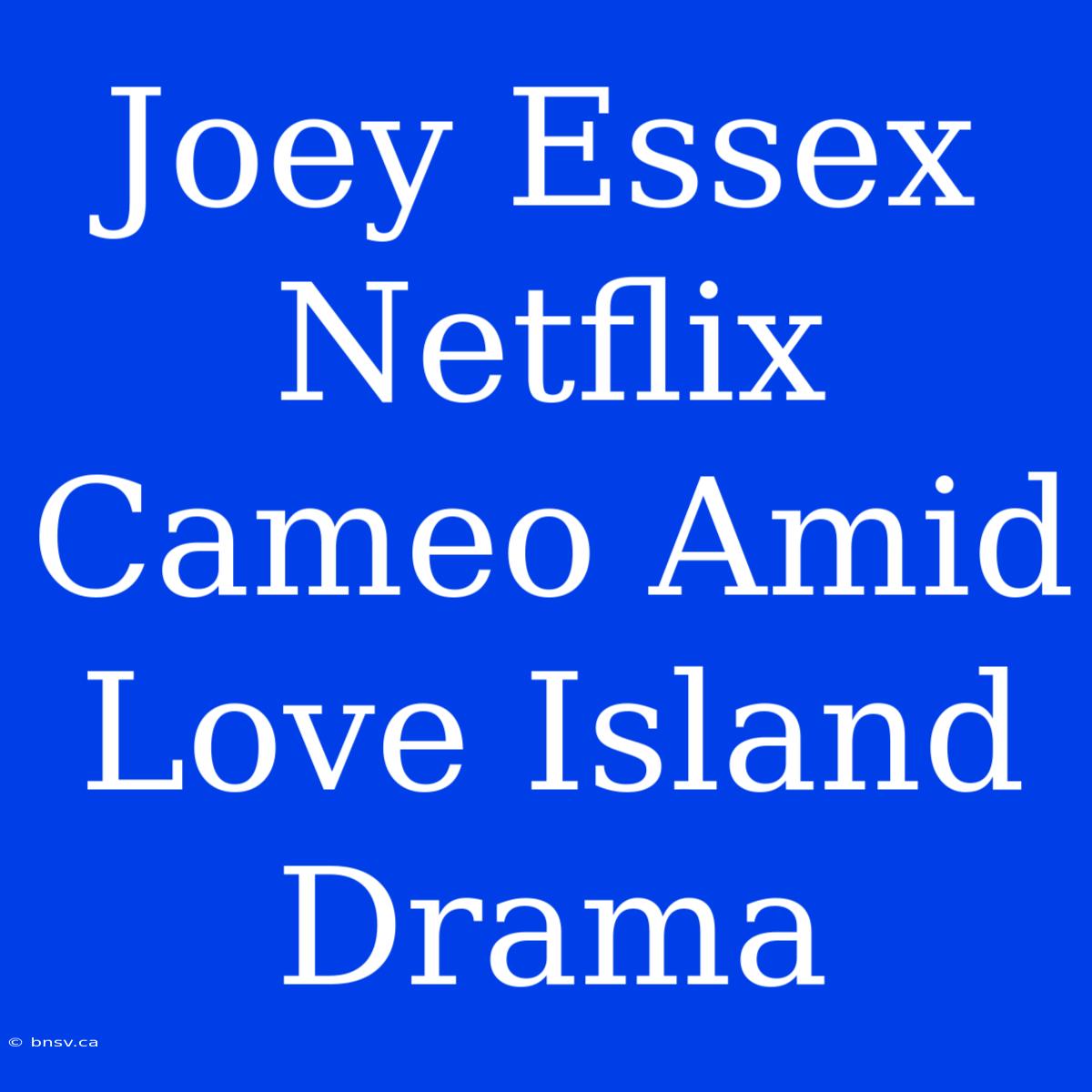 Joey Essex Netflix Cameo Amid Love Island Drama