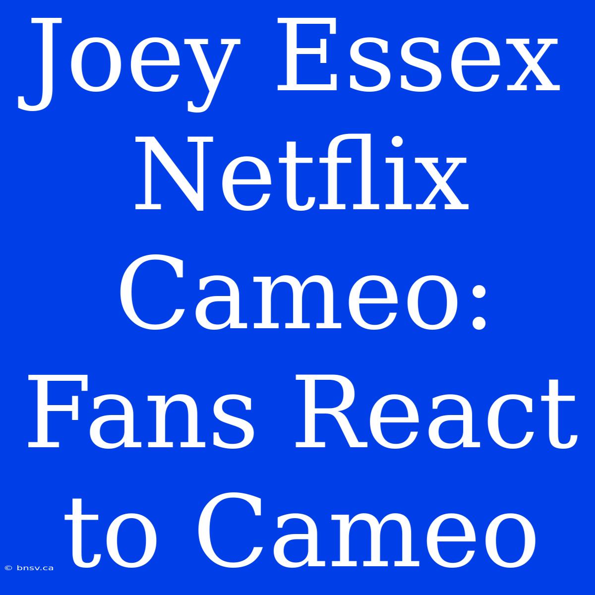 Joey Essex Netflix Cameo: Fans React To Cameo