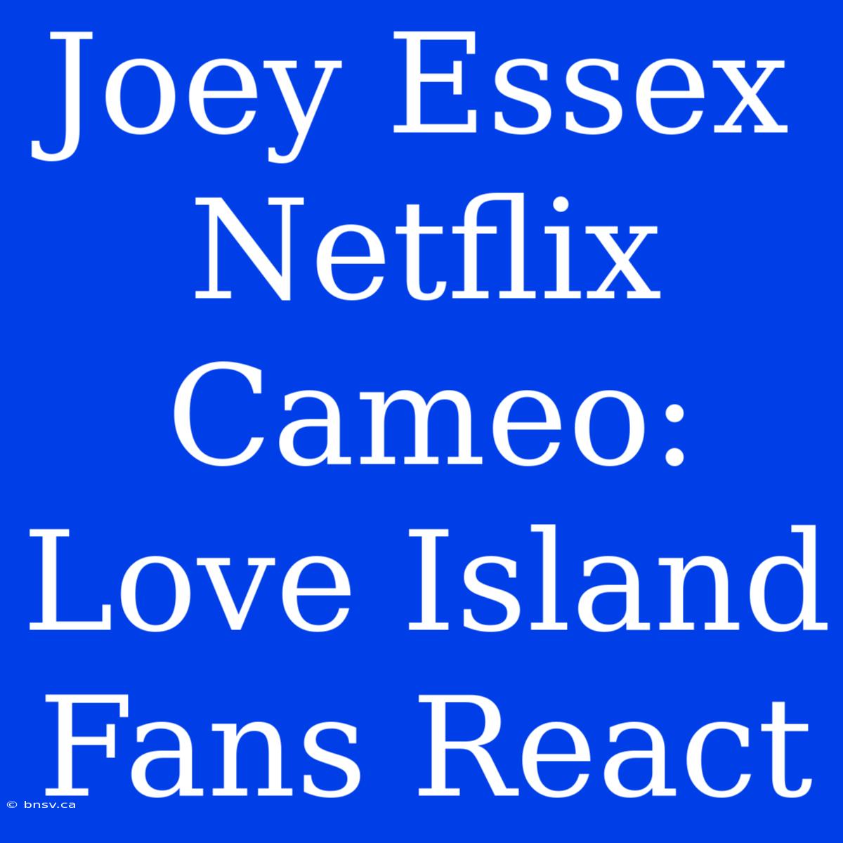 Joey Essex Netflix Cameo: Love Island Fans React