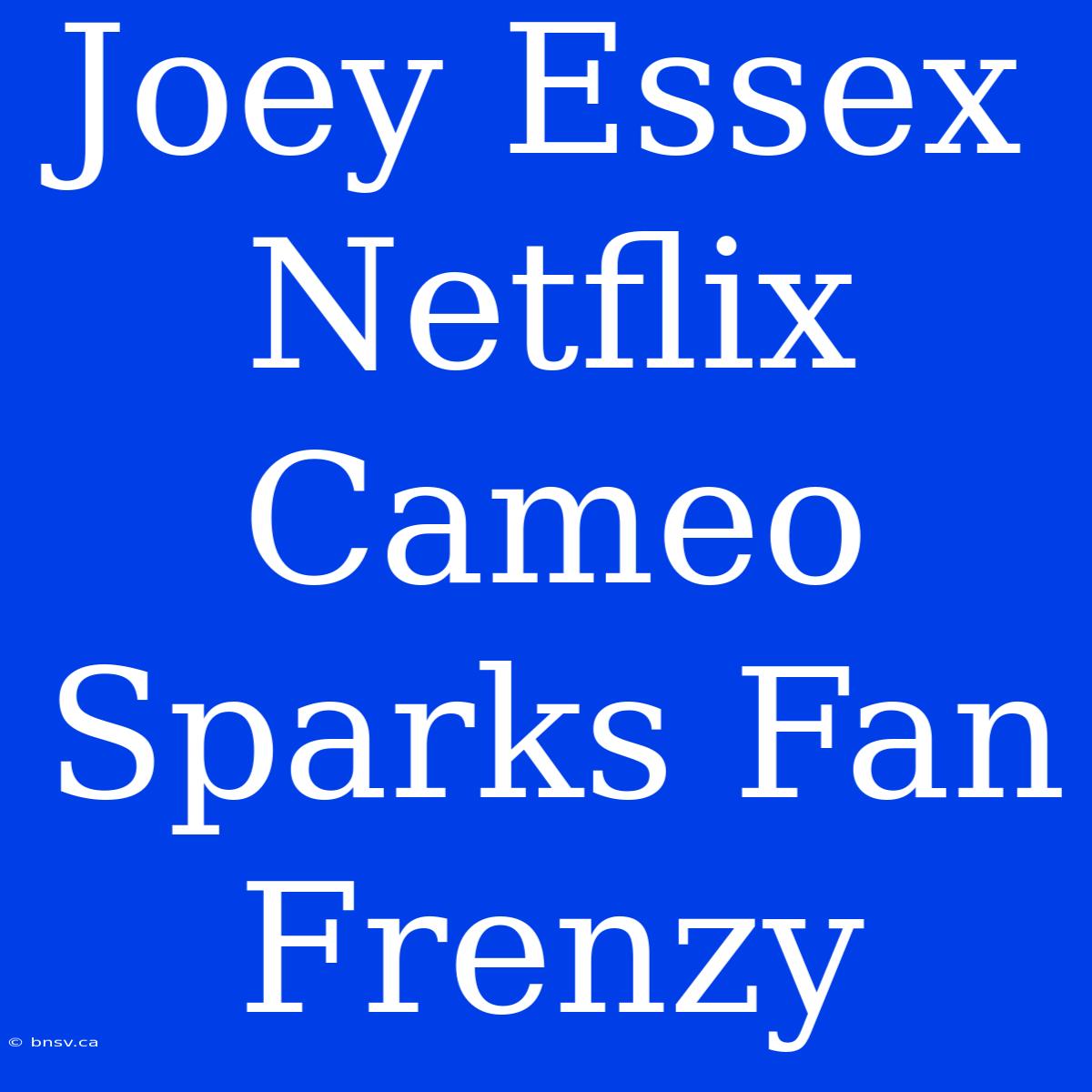 Joey Essex Netflix Cameo Sparks Fan Frenzy