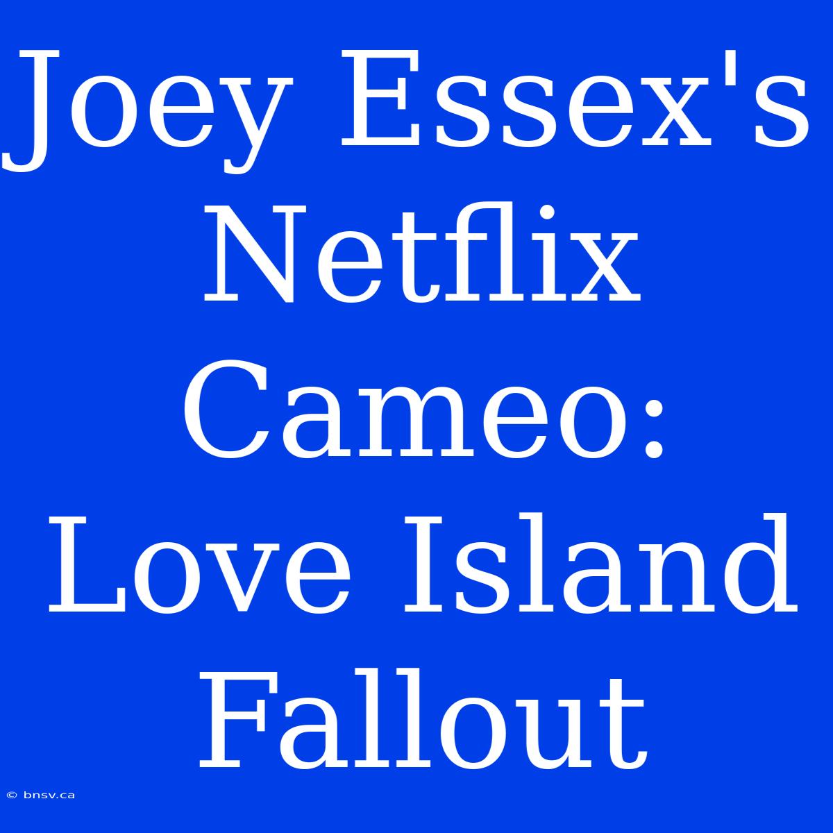 Joey Essex's Netflix Cameo: Love Island Fallout