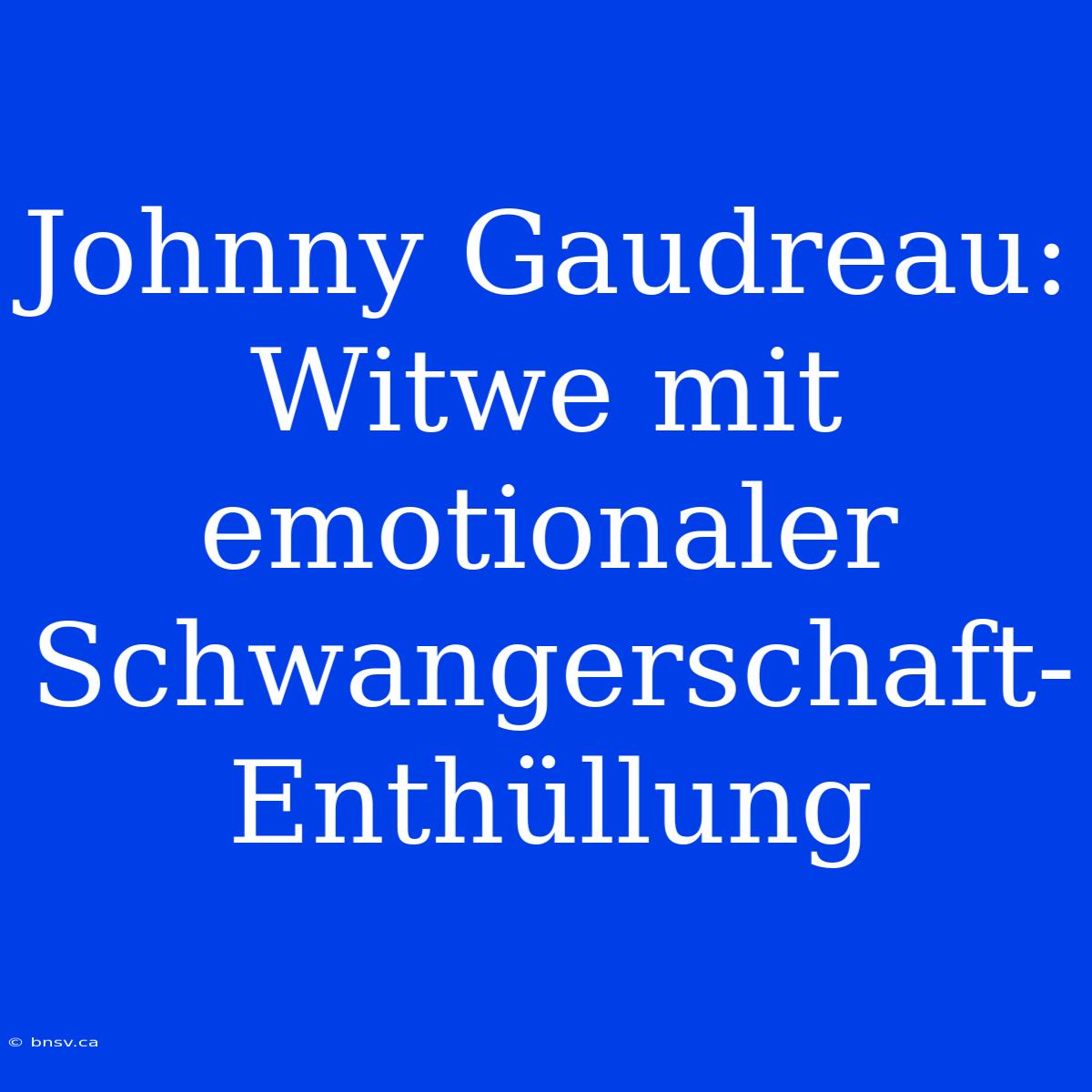 Johnny Gaudreau: Witwe Mit Emotionaler Schwangerschaft-Enthüllung