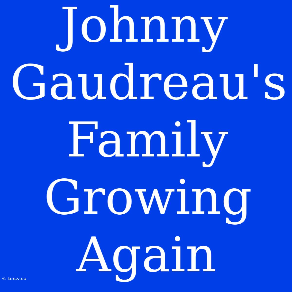 Johnny Gaudreau's Family Growing Again