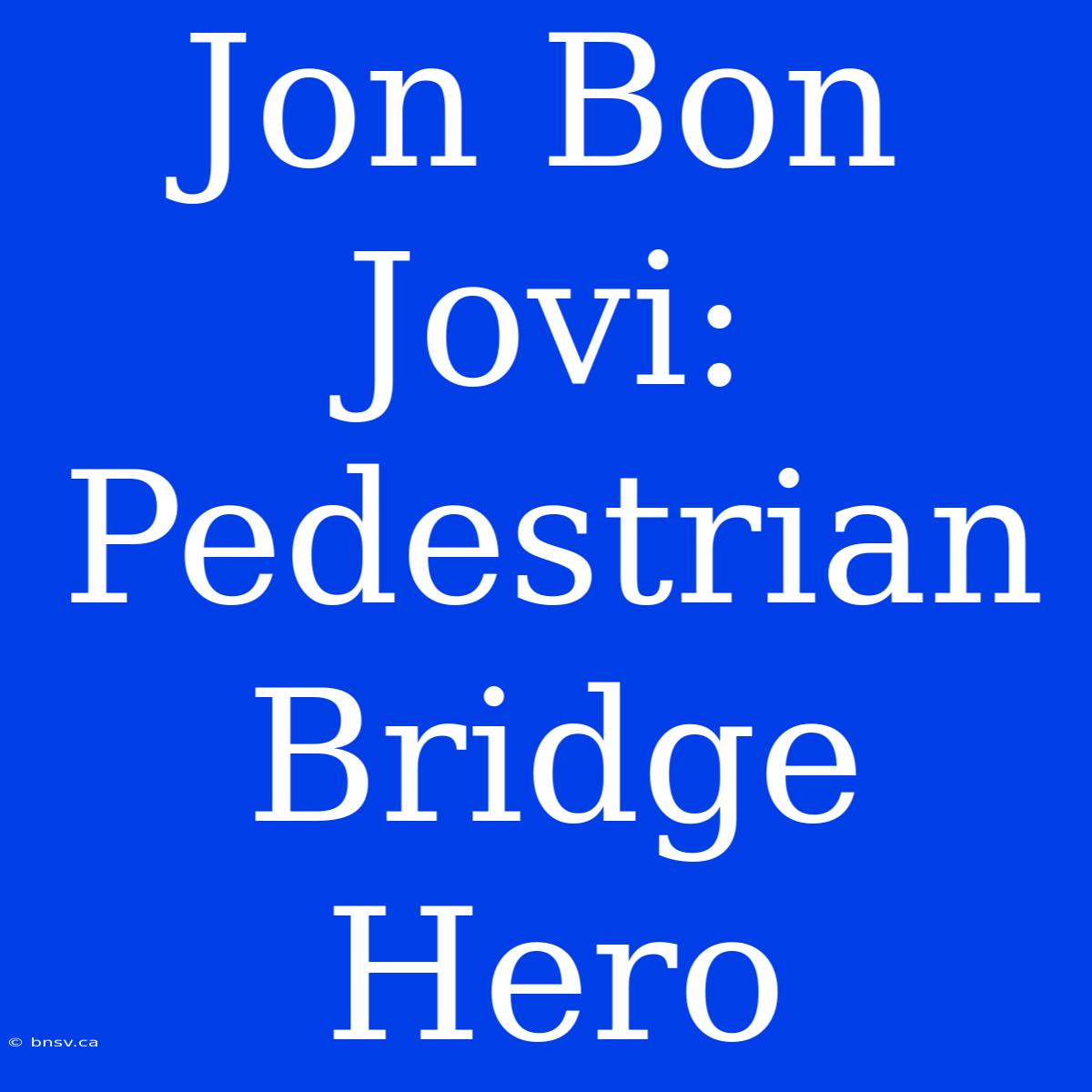 Jon Bon Jovi: Pedestrian Bridge Hero