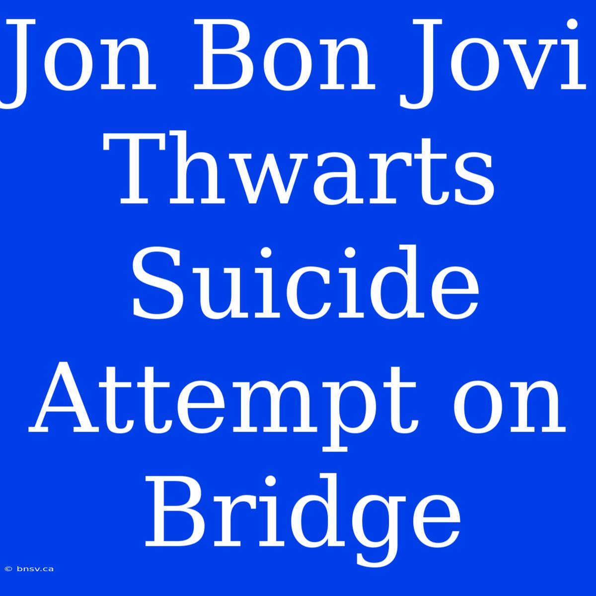 Jon Bon Jovi Thwarts Suicide Attempt On Bridge