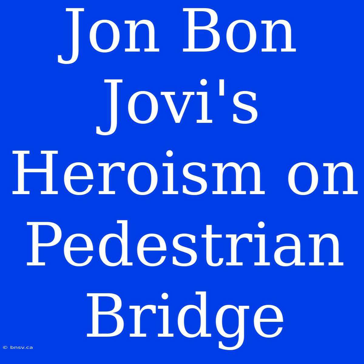 Jon Bon Jovi's Heroism On Pedestrian Bridge