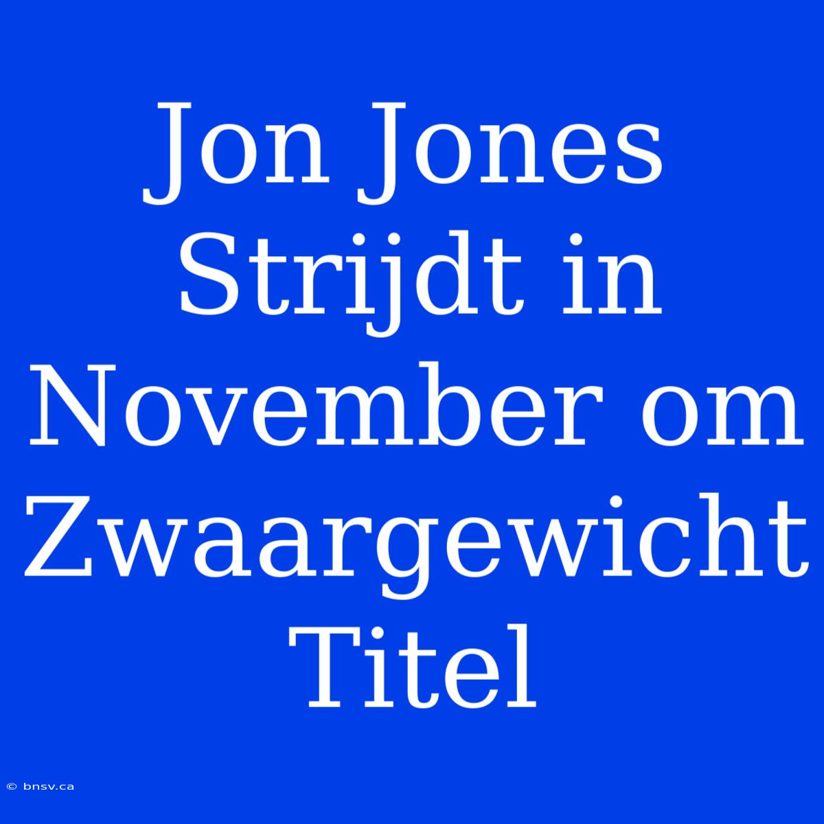 Jon Jones Strijdt In November Om Zwaargewicht Titel