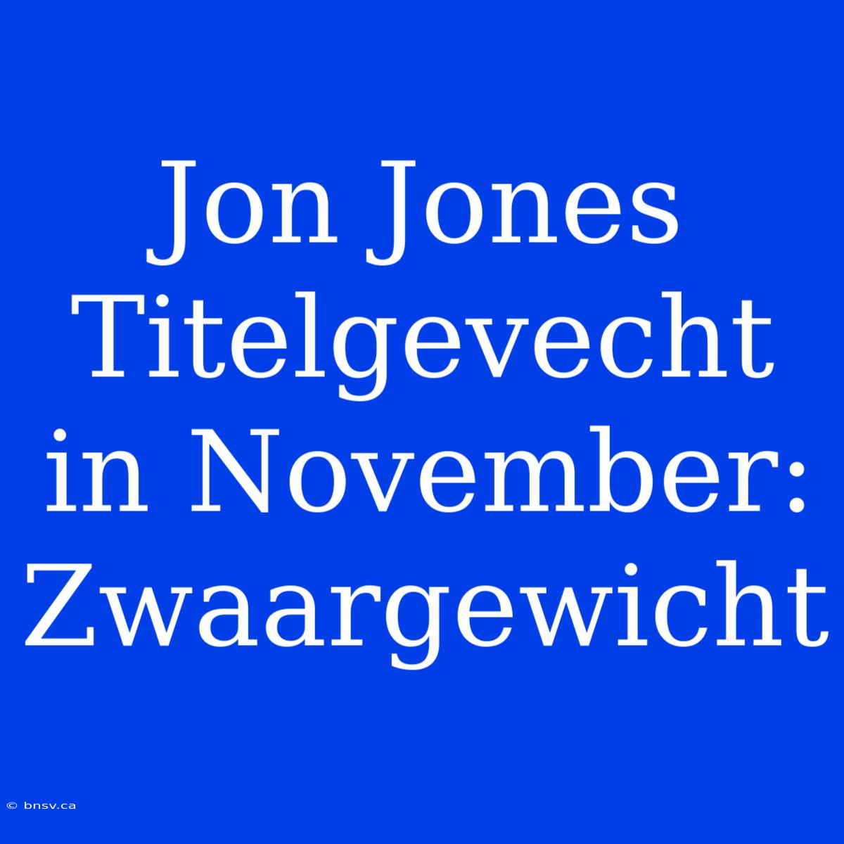 Jon Jones Titelgevecht In November: Zwaargewicht