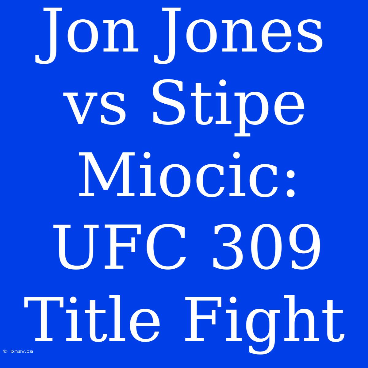 Jon Jones Vs Stipe Miocic: UFC 309 Title Fight