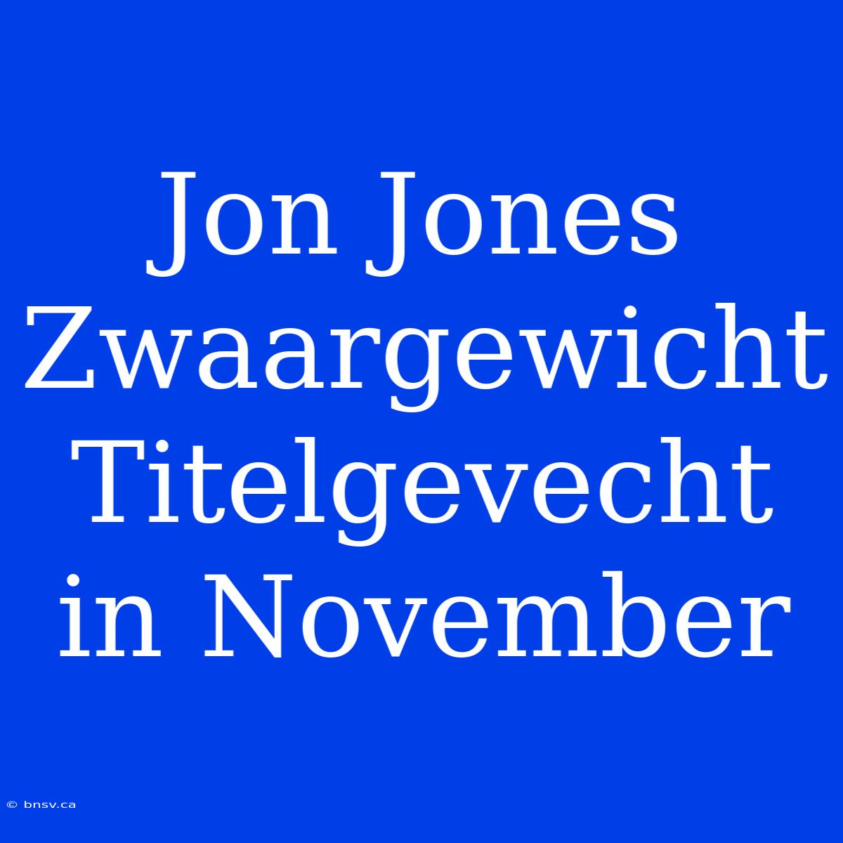 Jon Jones Zwaargewicht Titelgevecht In November