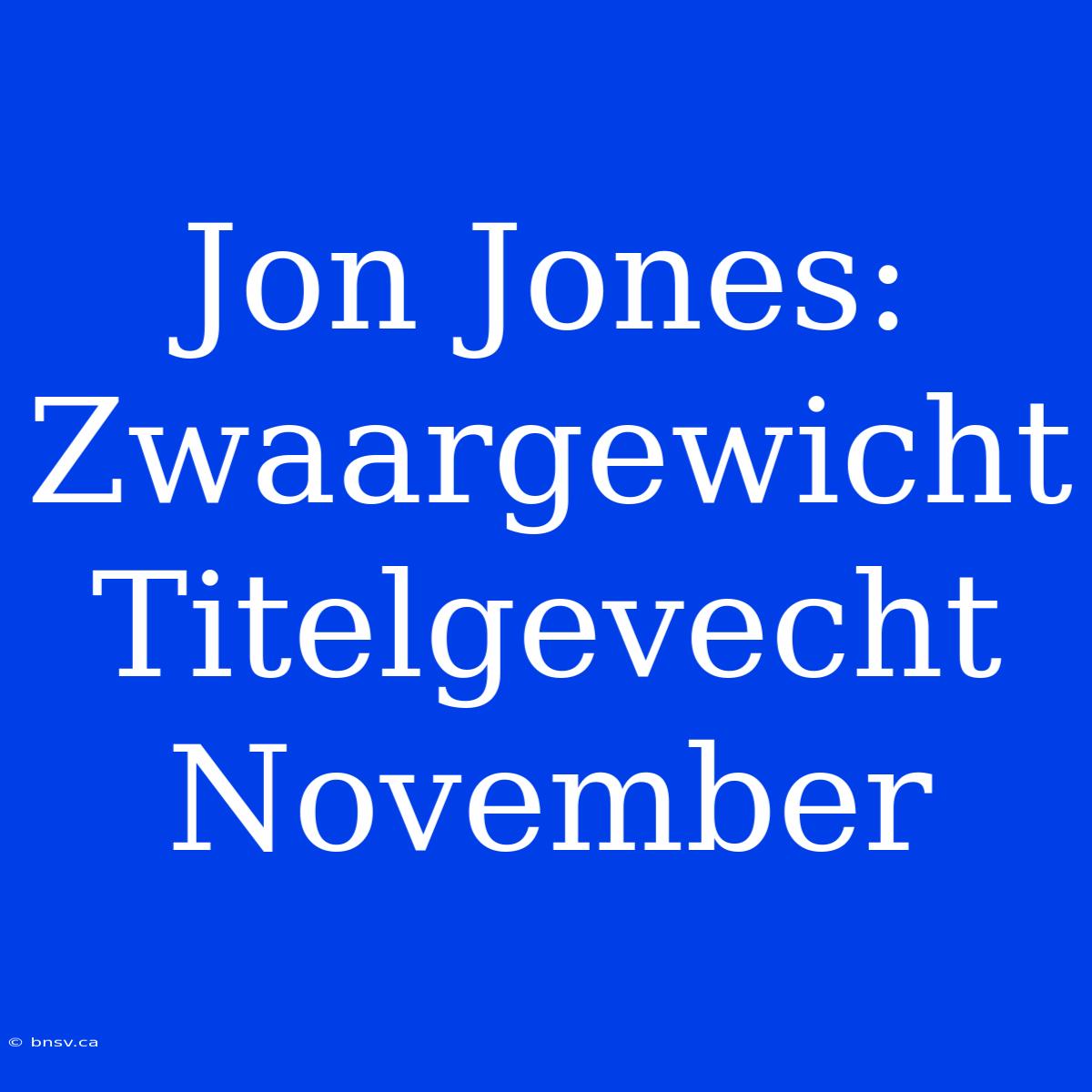 Jon Jones: Zwaargewicht Titelgevecht November