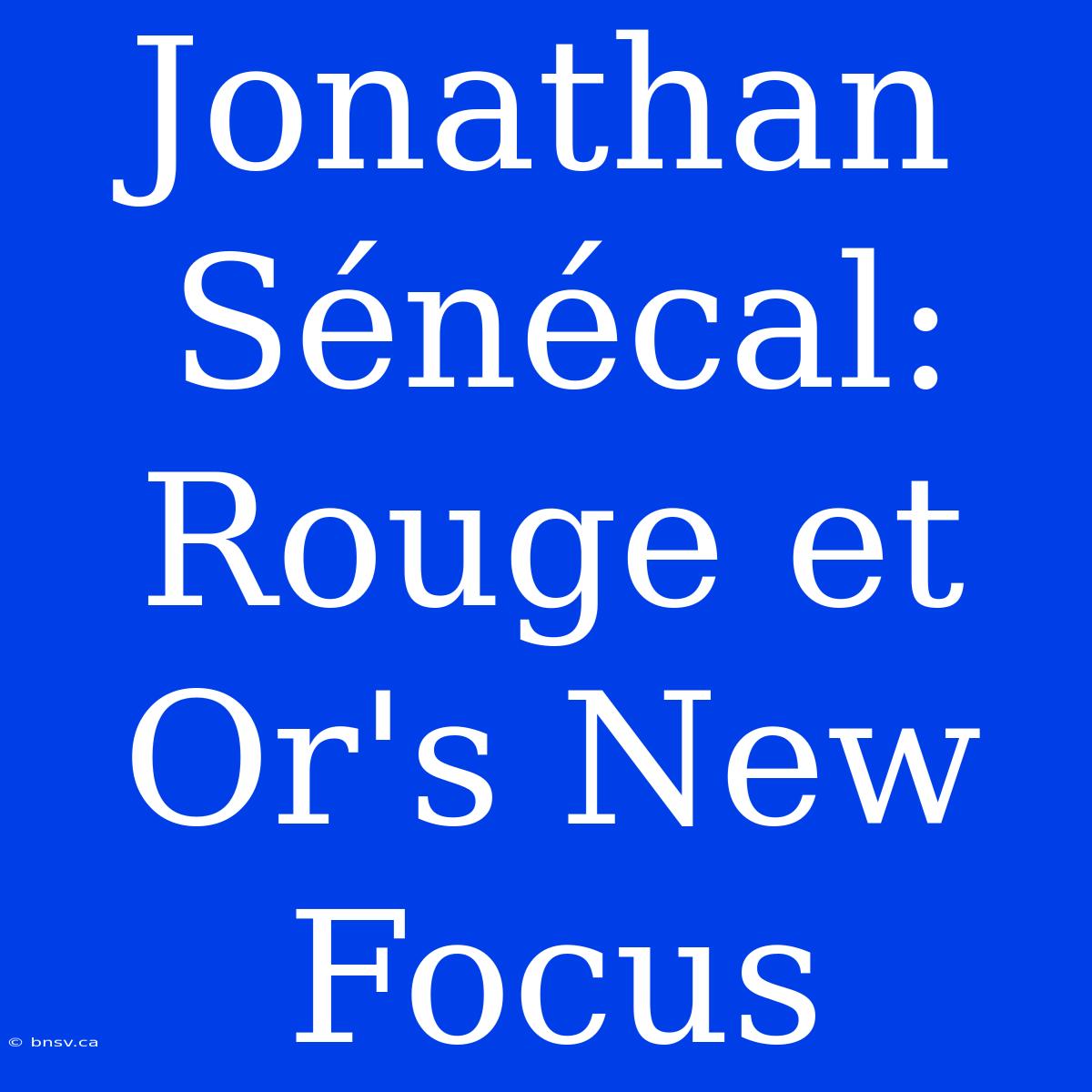 Jonathan Sénécal: Rouge Et Or's New Focus