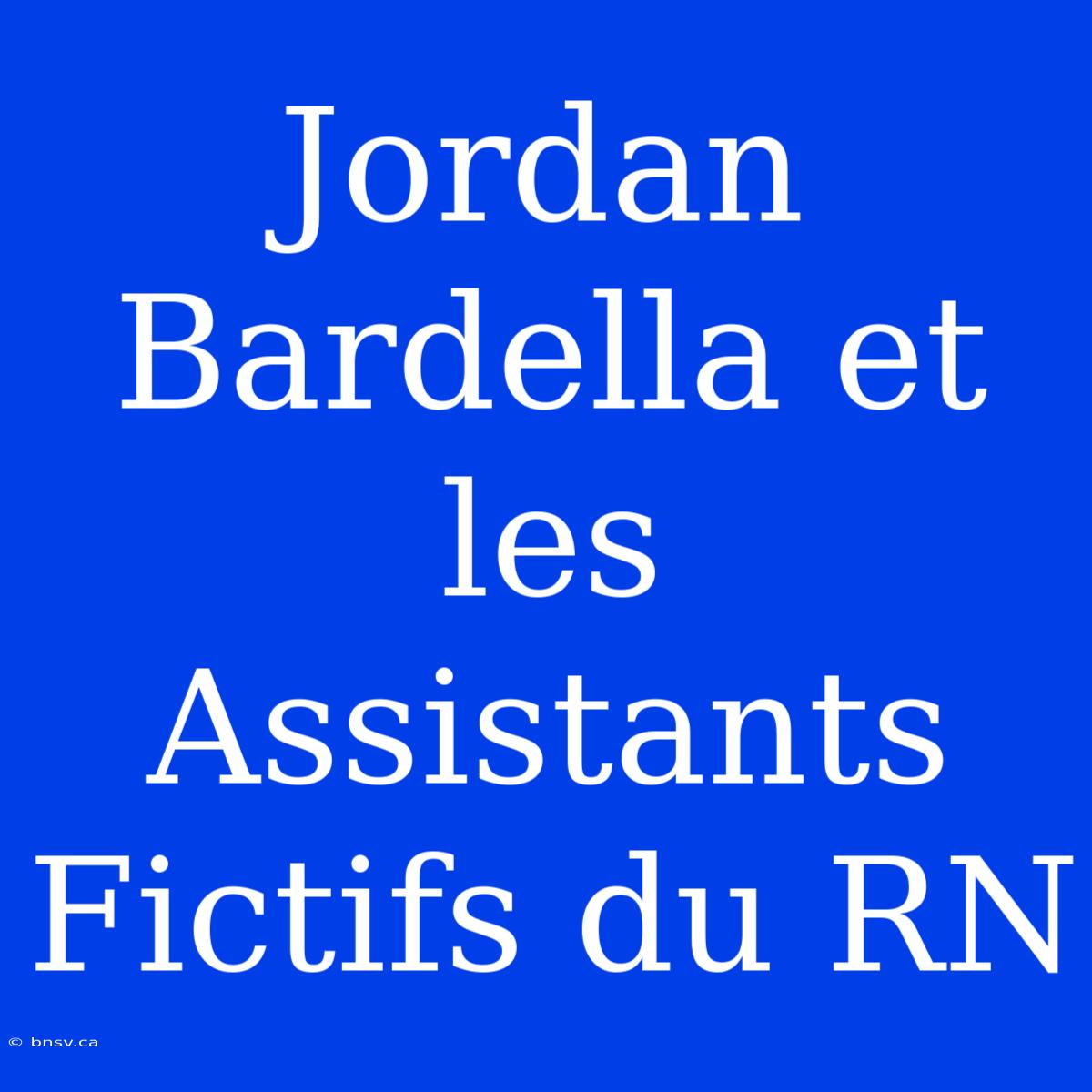 Jordan Bardella Et Les Assistants Fictifs Du RN