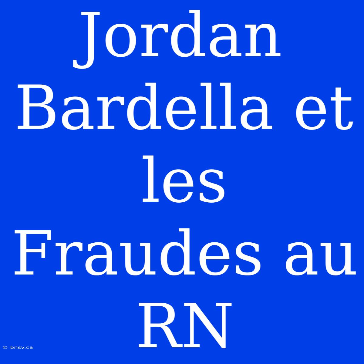 Jordan Bardella Et Les Fraudes Au RN