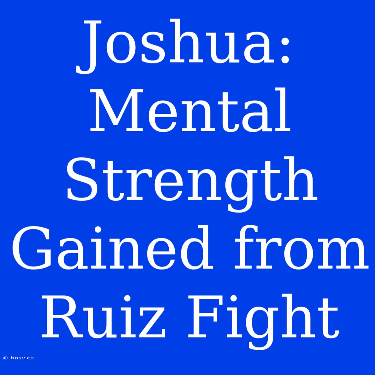 Joshua: Mental Strength Gained From Ruiz Fight