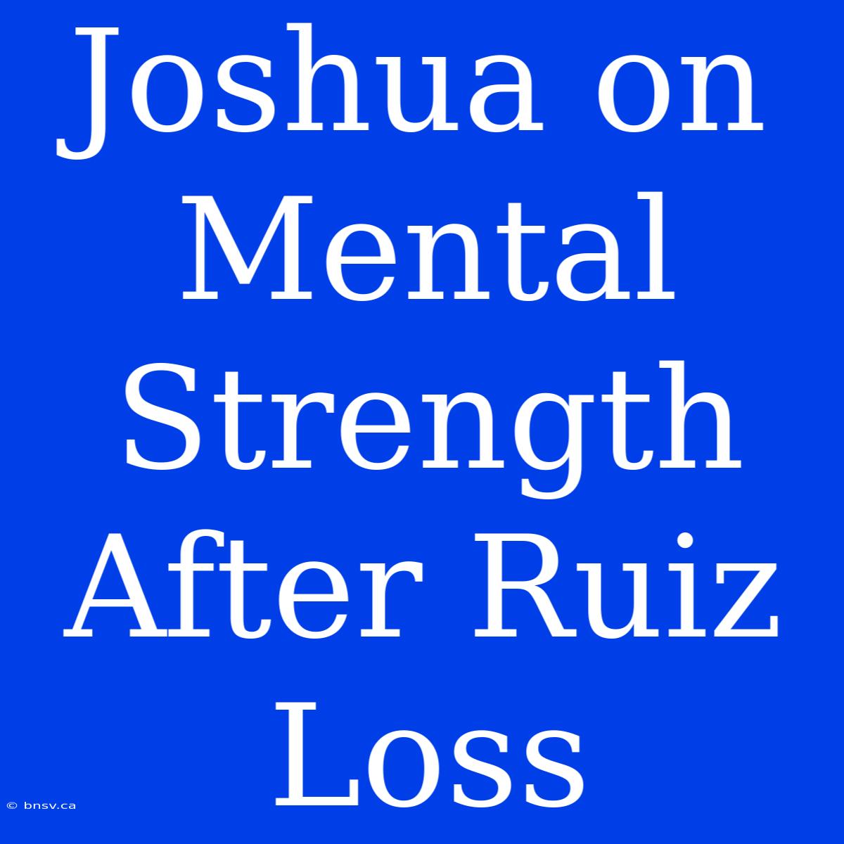 Joshua On Mental Strength After Ruiz Loss