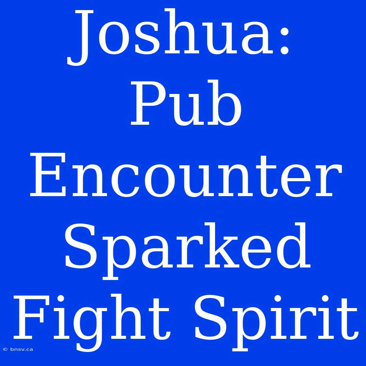 Joshua: Pub Encounter Sparked Fight Spirit