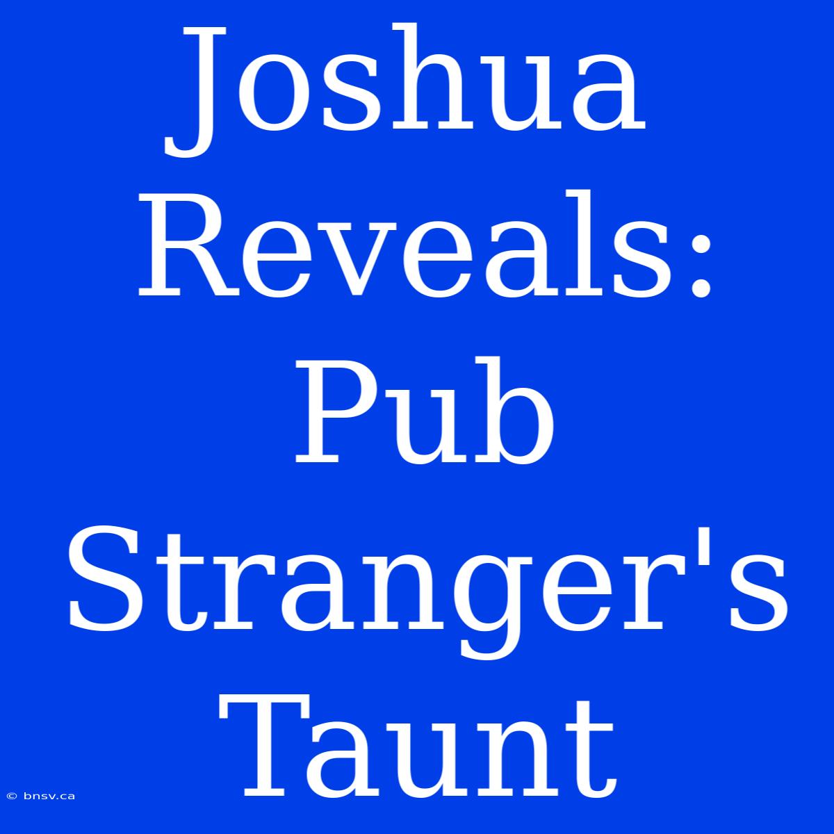 Joshua Reveals:  Pub Stranger's Taunt