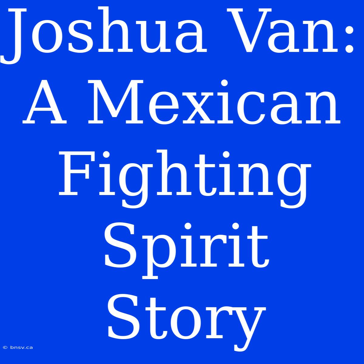 Joshua Van: A Mexican Fighting Spirit Story