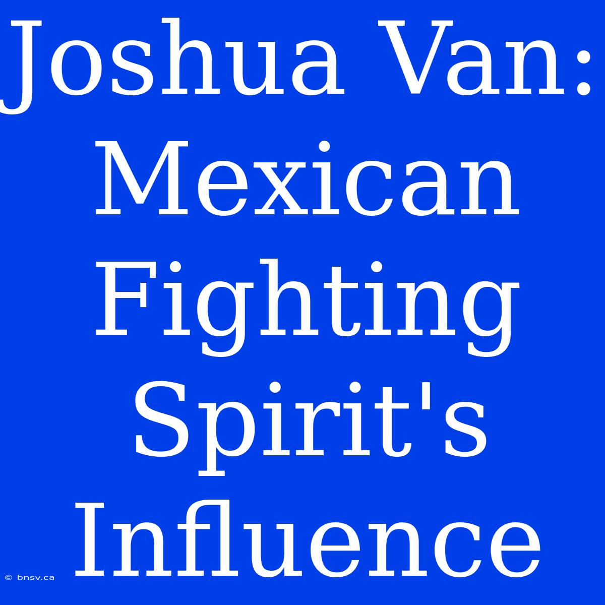 Joshua Van: Mexican Fighting Spirit's Influence