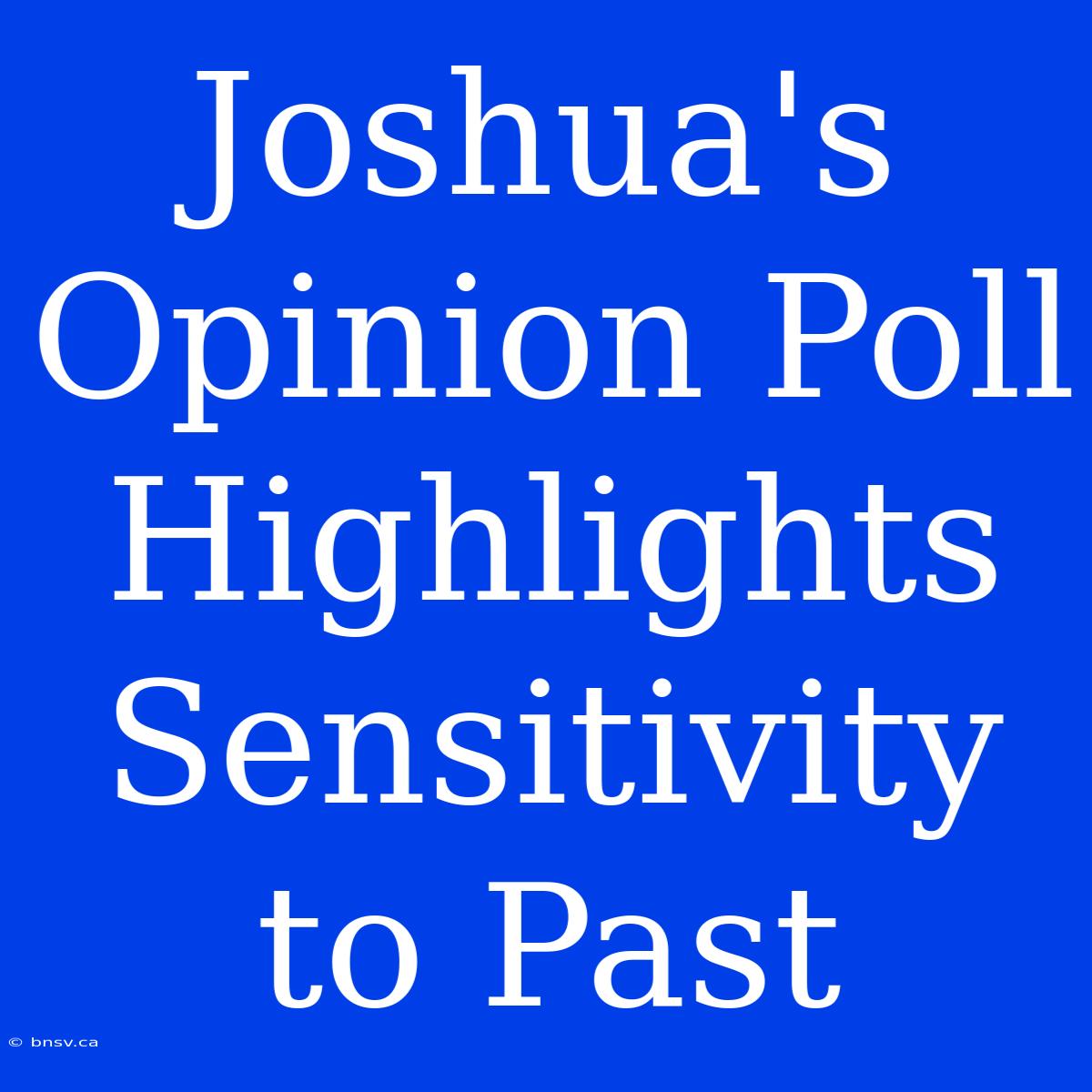 Joshua's Opinion Poll Highlights Sensitivity To Past