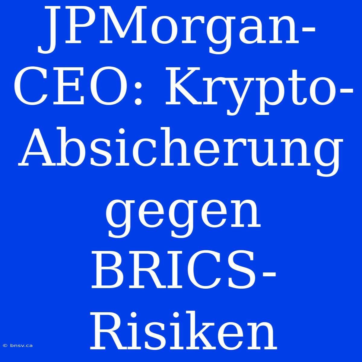 JPMorgan-CEO: Krypto-Absicherung Gegen BRICS-Risiken