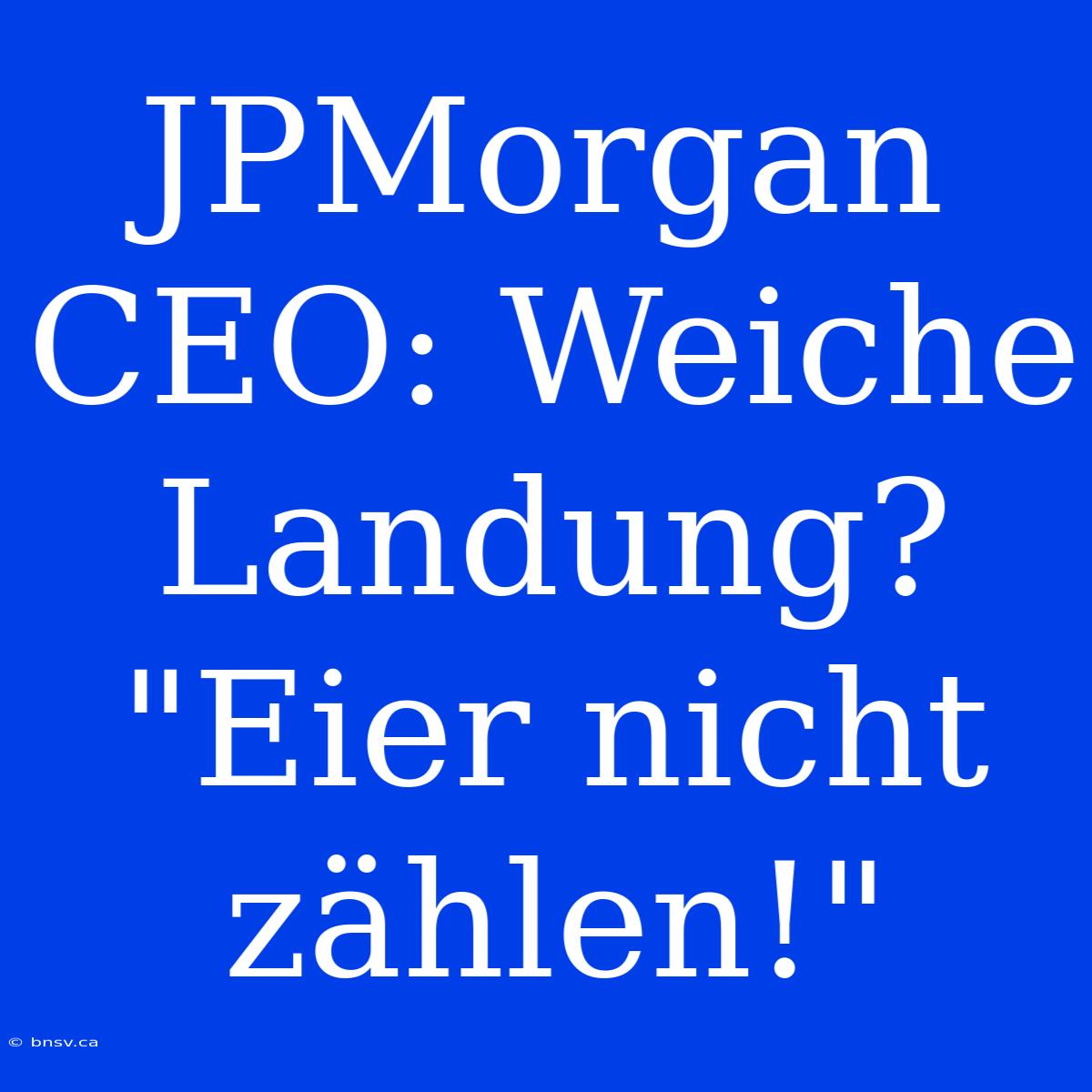 JPMorgan CEO: Weiche Landung? 