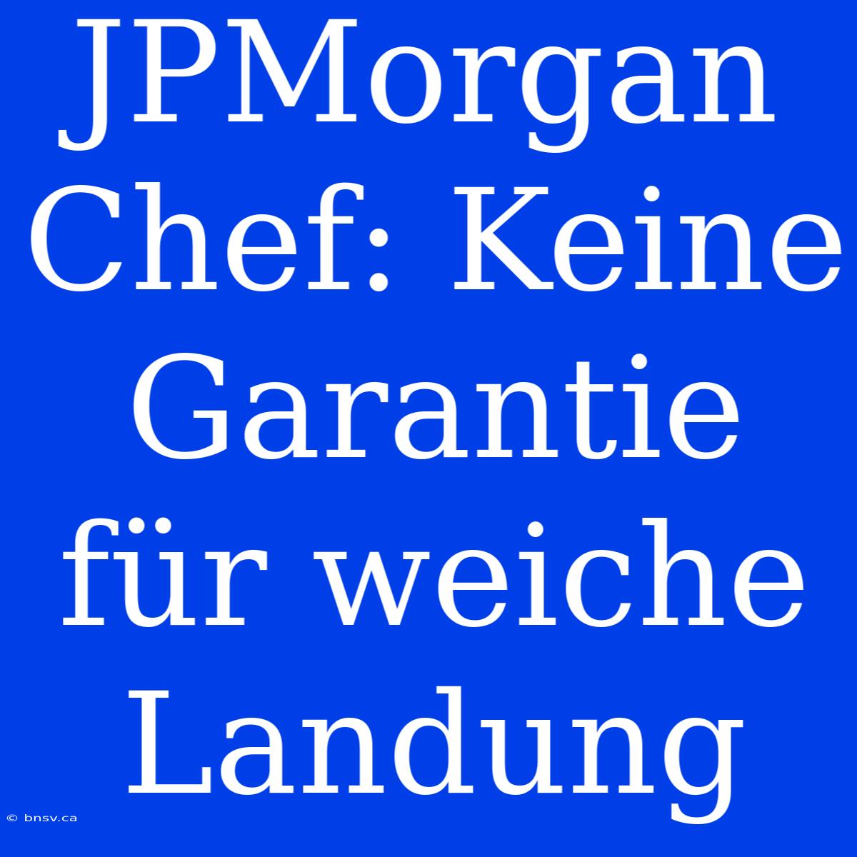 JPMorgan Chef: Keine Garantie Für Weiche Landung