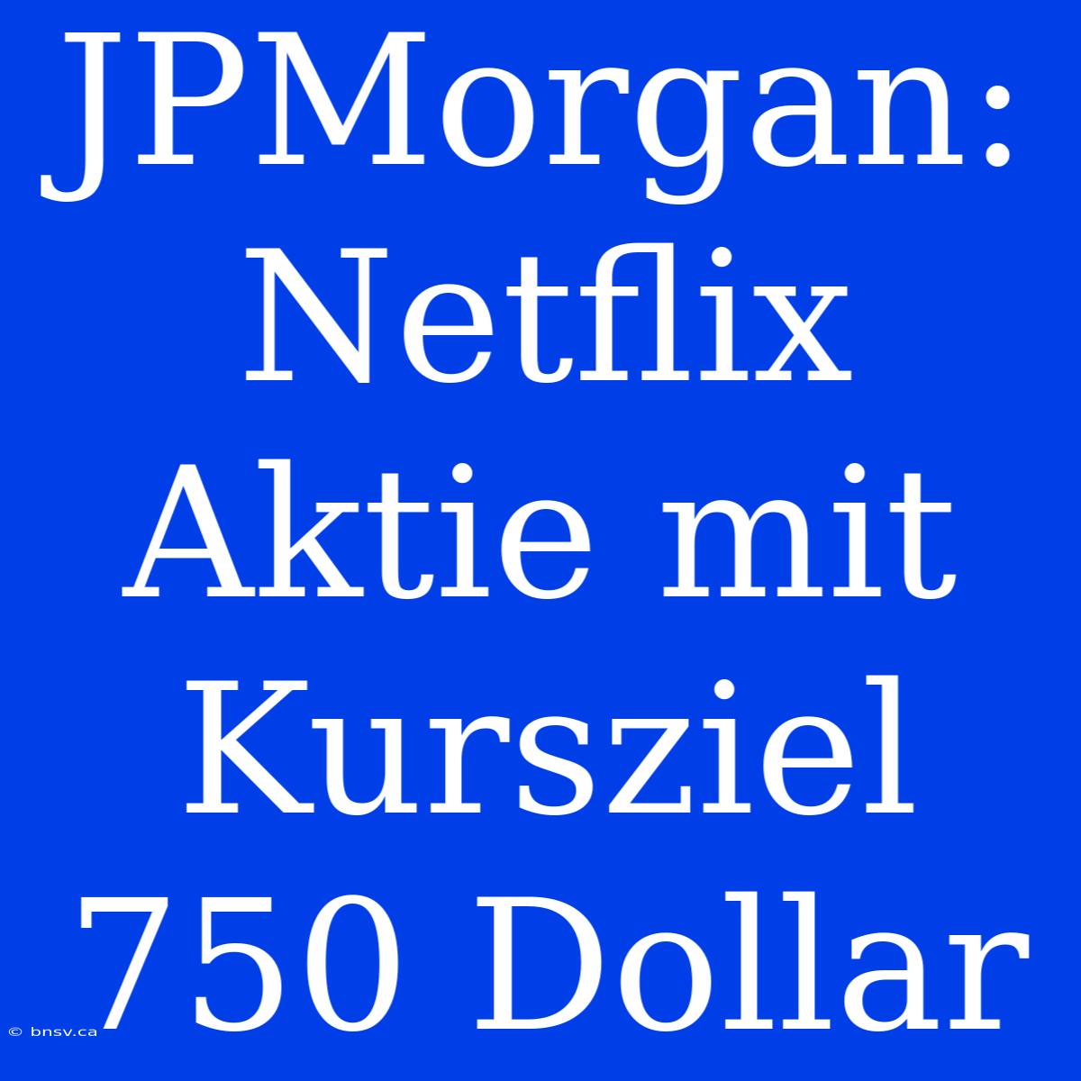 JPMorgan: Netflix Aktie Mit Kursziel 750 Dollar