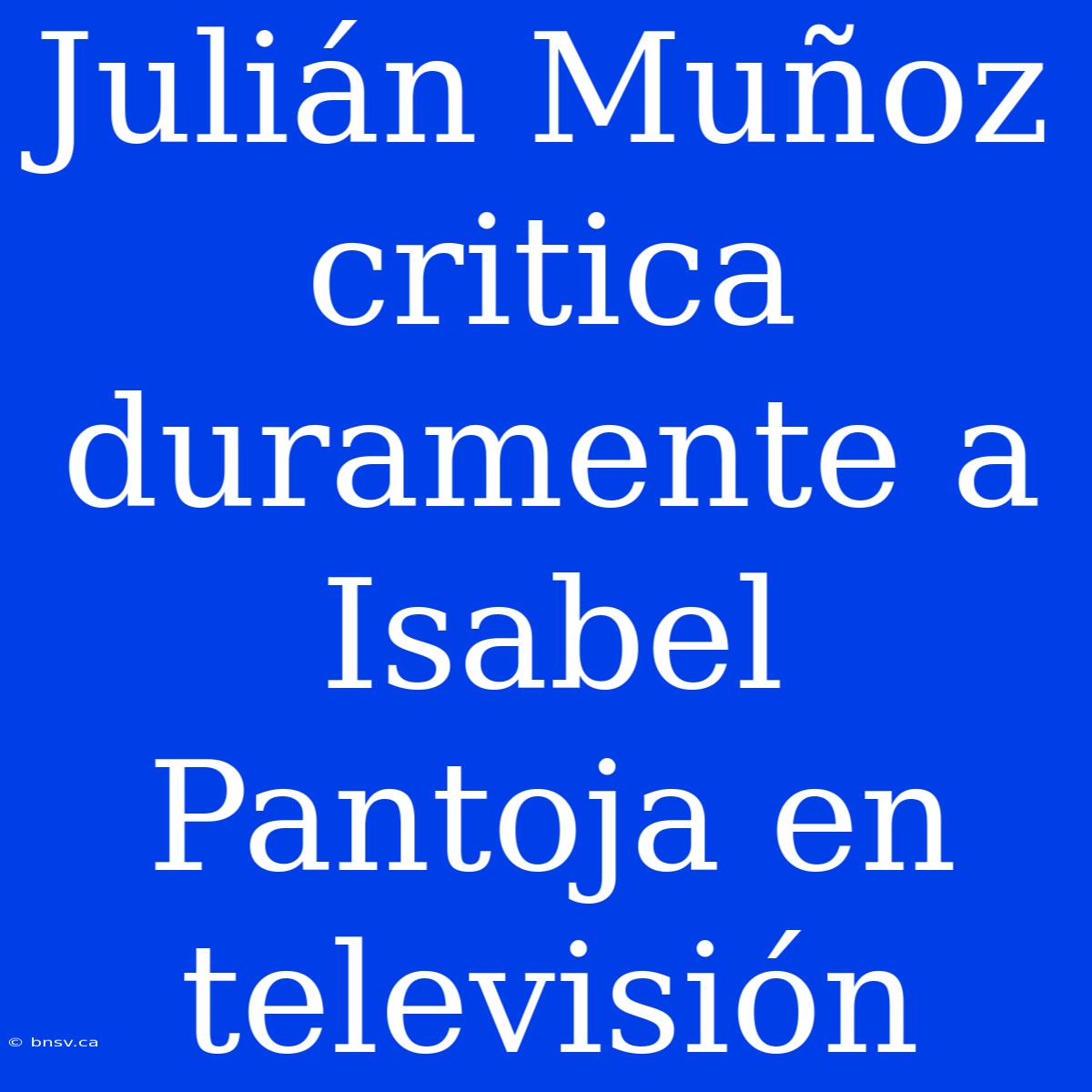 Julián Muñoz Critica Duramente A Isabel Pantoja En Televisión