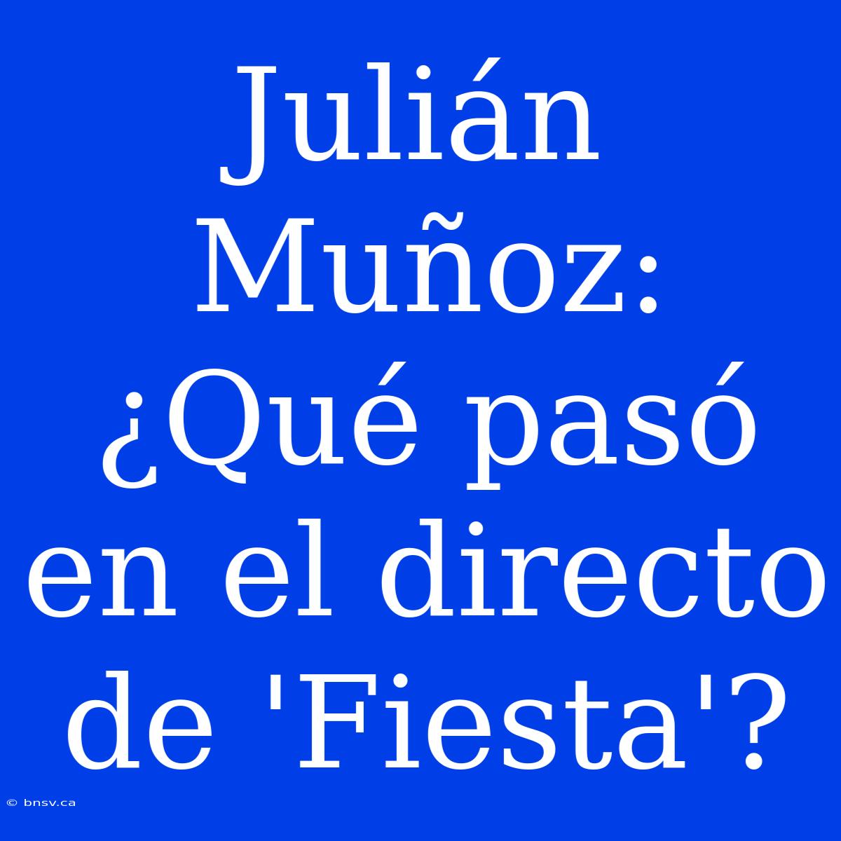 Julián Muñoz: ¿Qué Pasó En El Directo De 'Fiesta'?