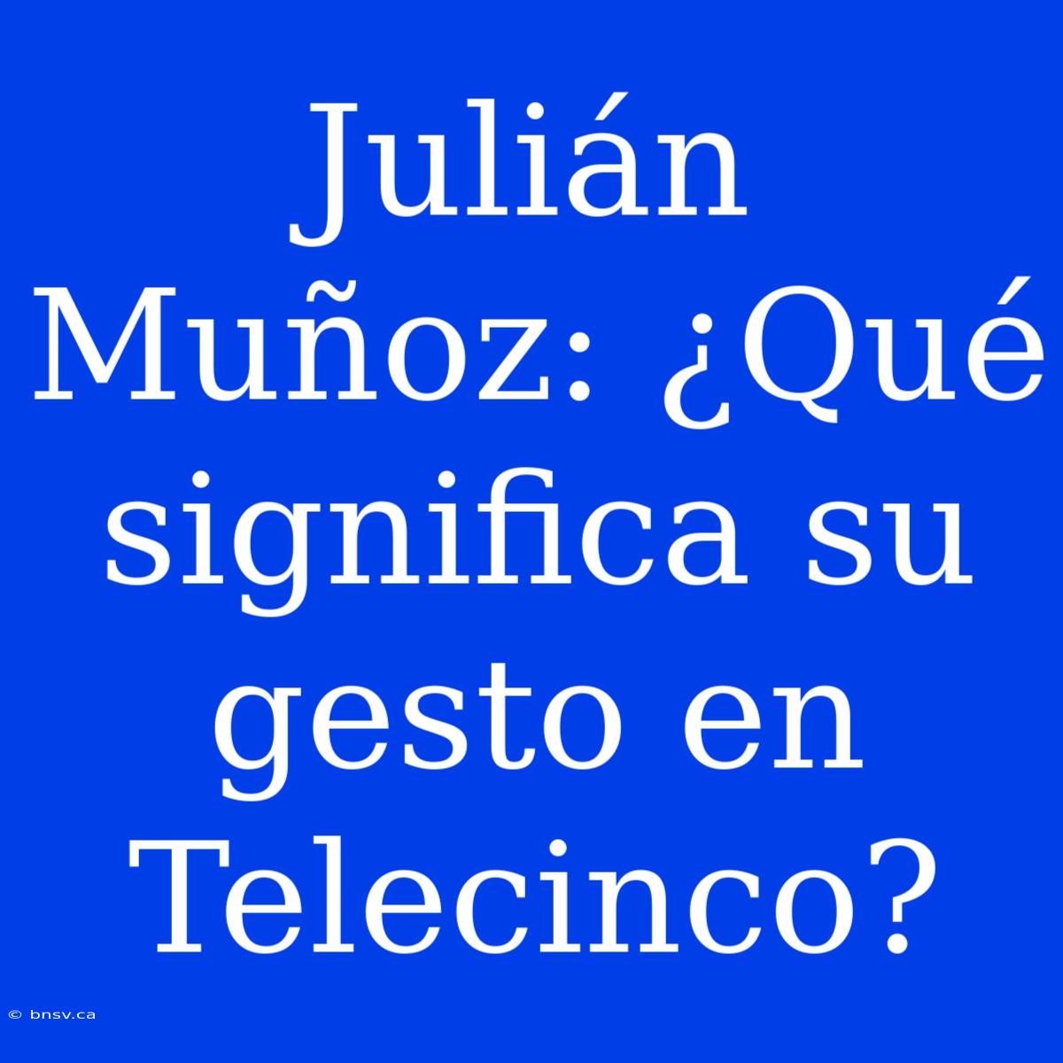 Julián Muñoz: ¿Qué Significa Su Gesto En Telecinco?