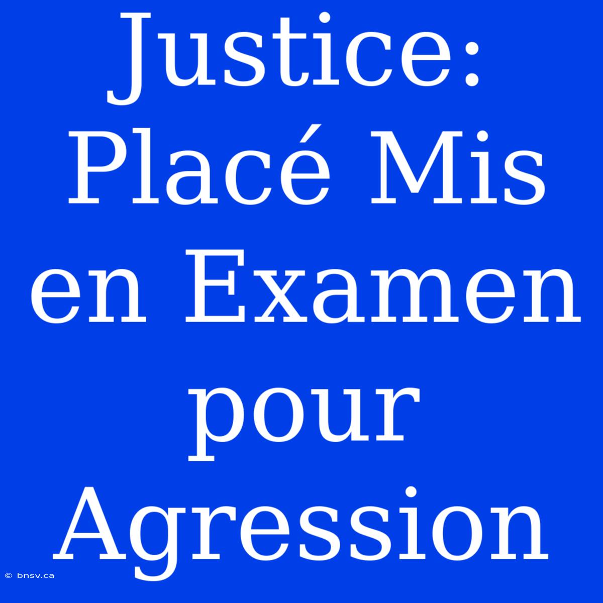 Justice: Placé Mis En Examen Pour Agression