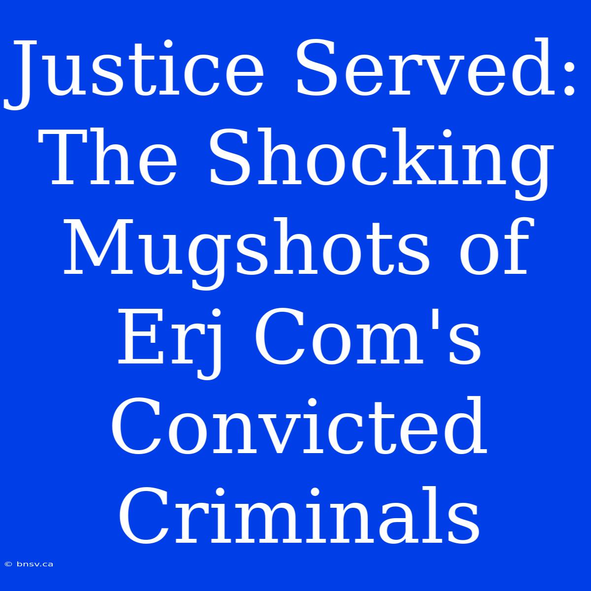 Justice Served: The Shocking Mugshots Of Erj Com's Convicted Criminals