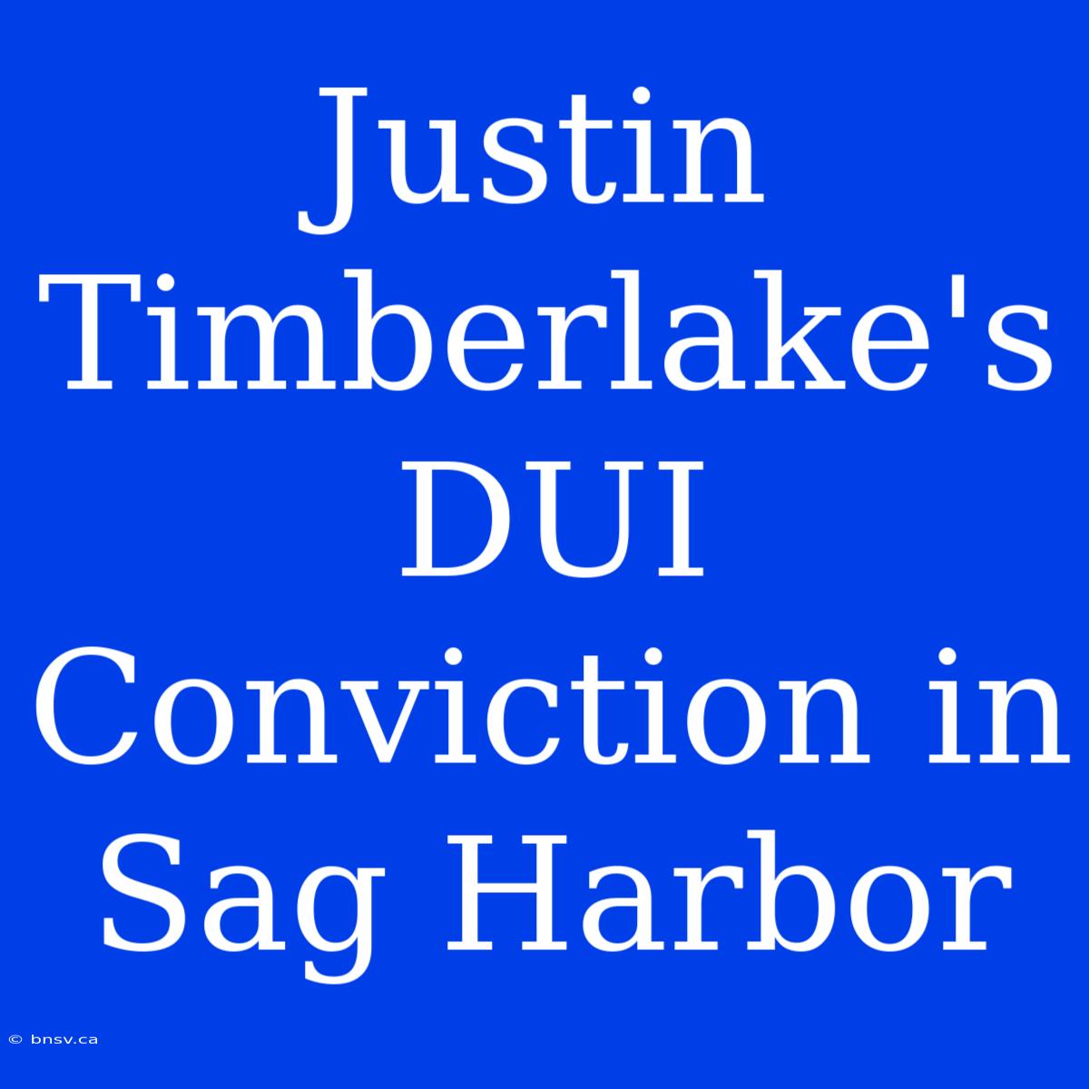 Justin Timberlake's DUI Conviction In Sag Harbor