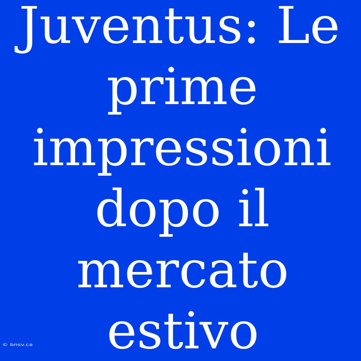 Juventus: Le Prime Impressioni Dopo Il Mercato Estivo