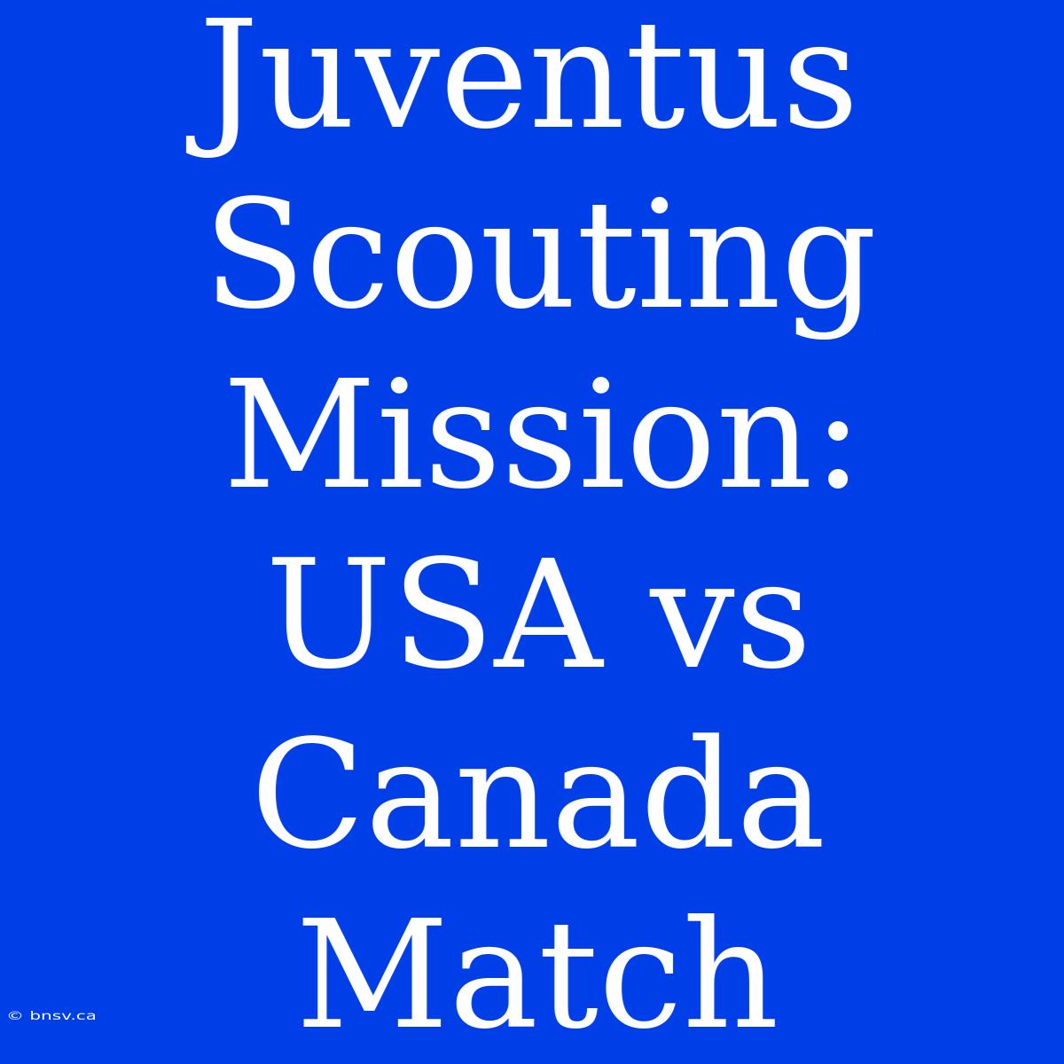 Juventus Scouting Mission: USA Vs Canada Match