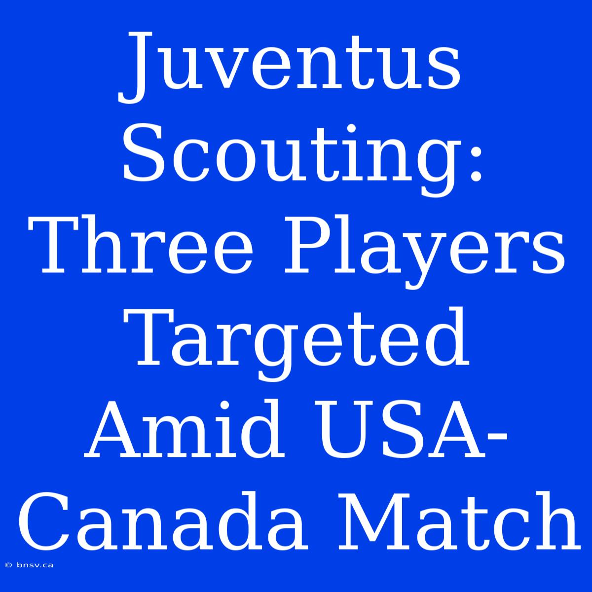 Juventus Scouting: Three Players Targeted Amid USA-Canada Match